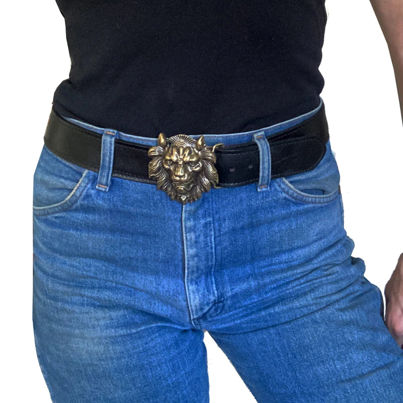 Kim White Lion Belt - Black