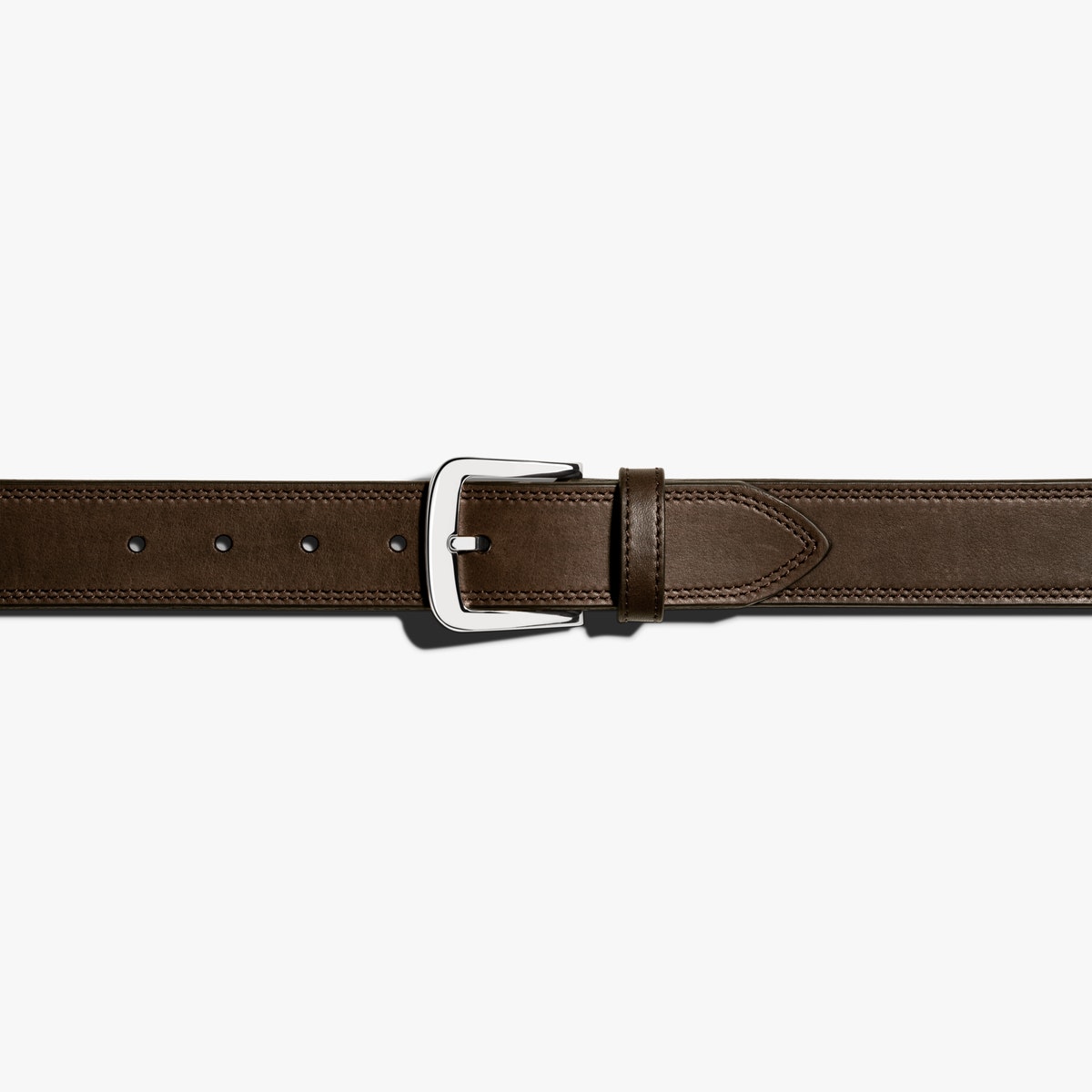 Shinola Double Stitch Belt - Deep Brown