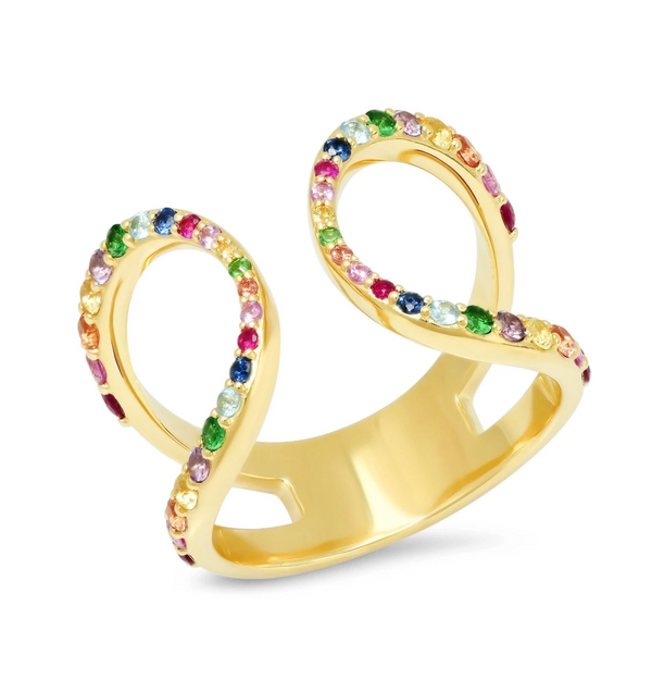 Multi Colored Double Loop Ring