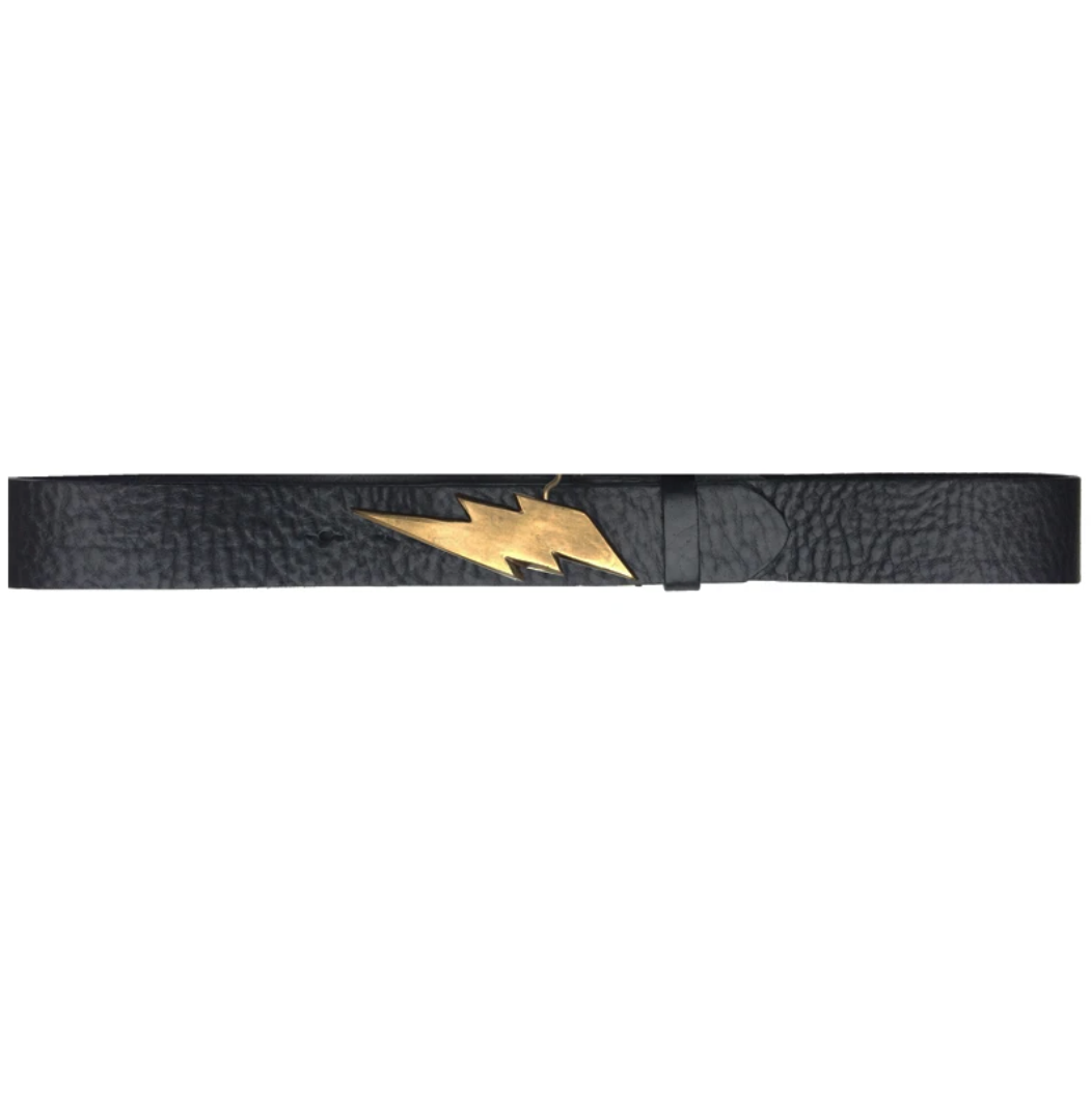 Kim White Lighting Bolt Belt - Black
