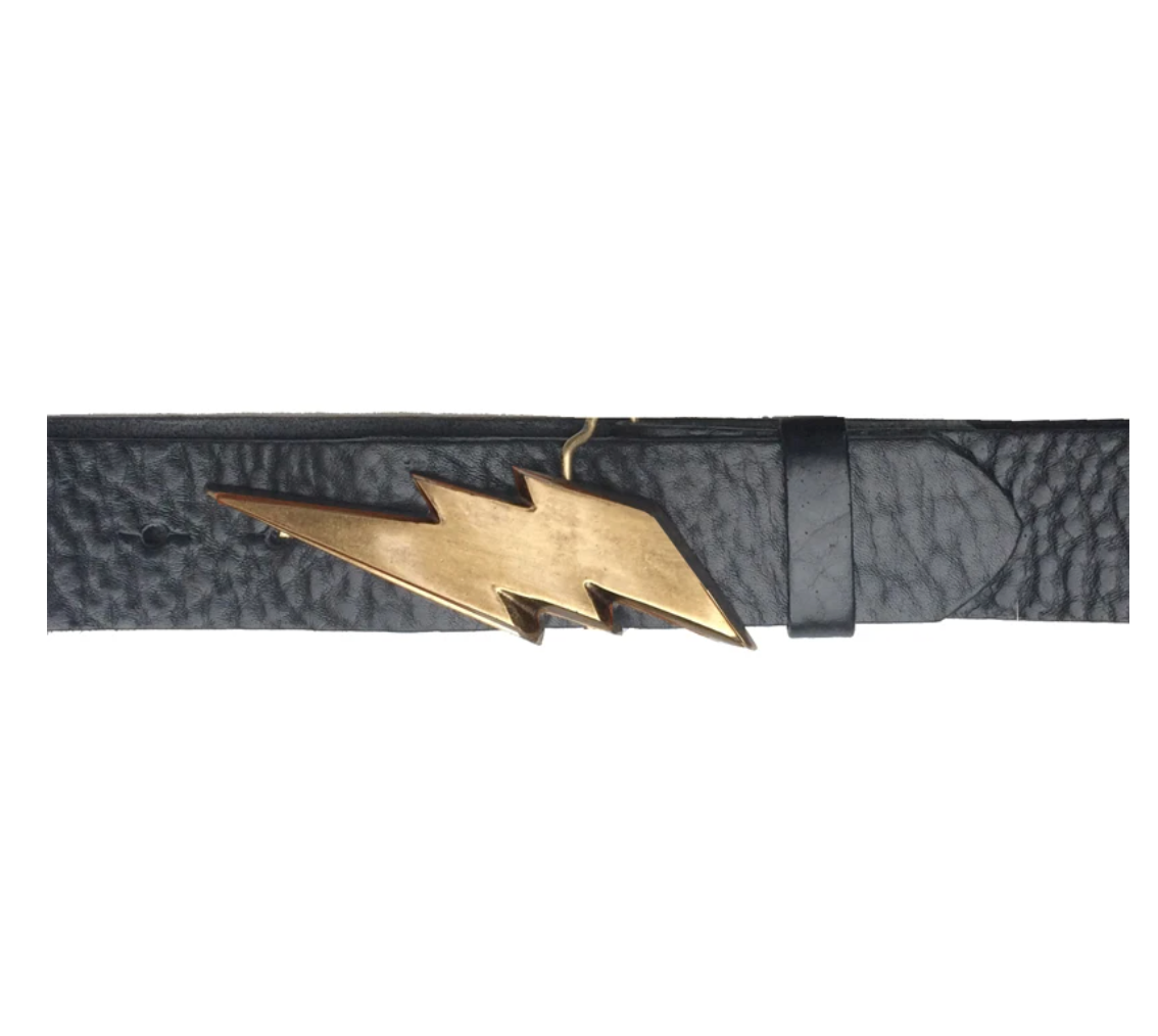 Kim White Lighting Bolt Belt - Black
