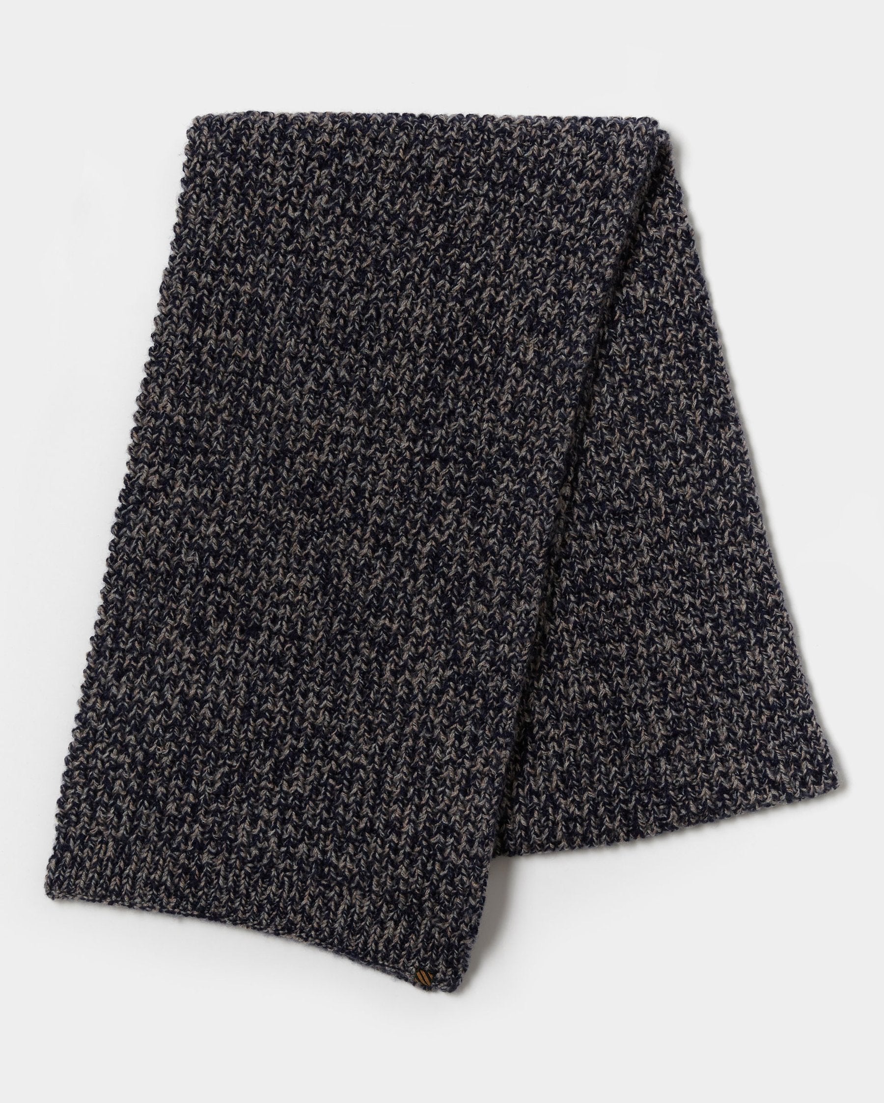 Wool Cashmere Scarf - Navy/Brown