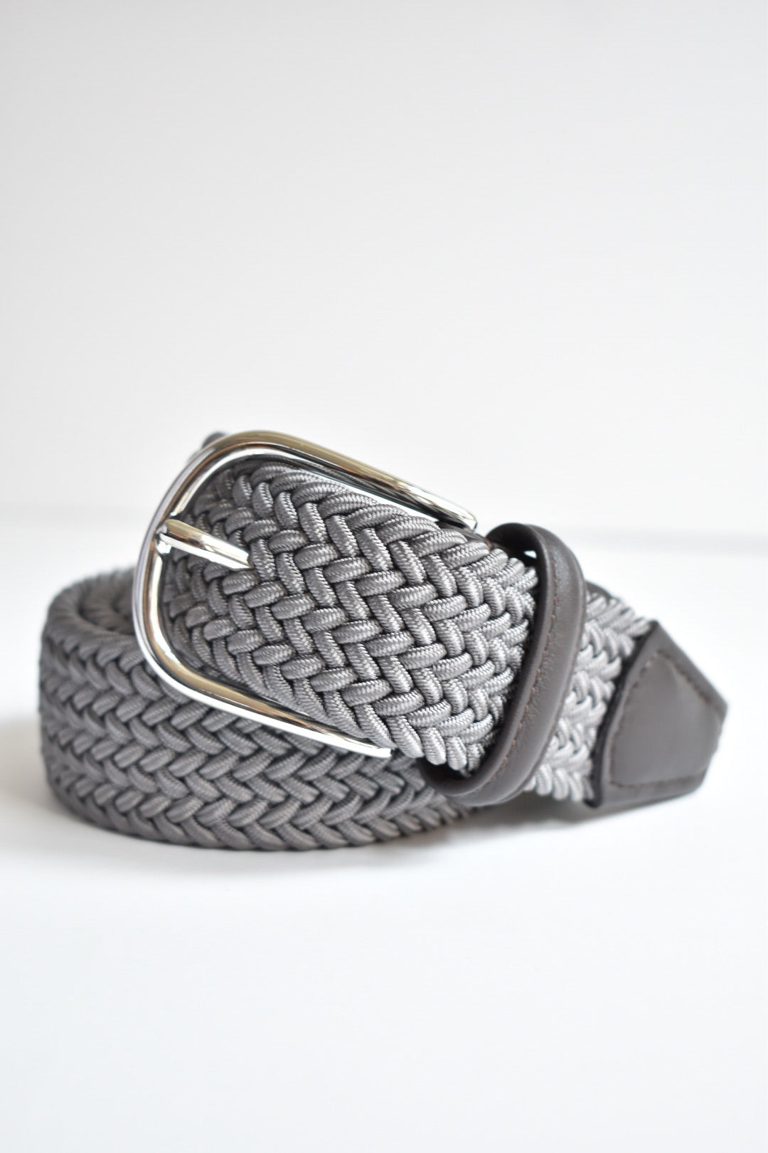 Classic Woven Belt With Leather Detail