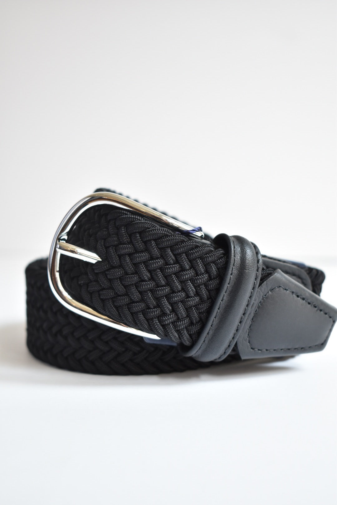 Classic Woven Belt With Leather Detail