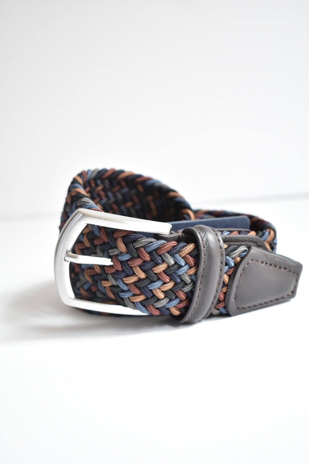 Classic Woven Belt With Leather Detail