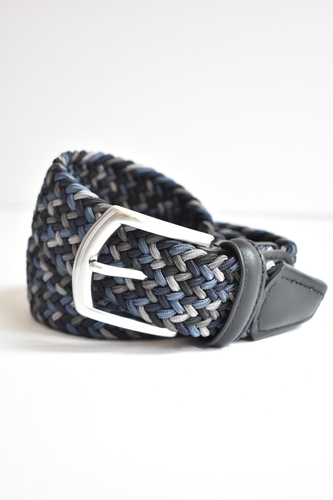Classic Woven Belt With Leather Detail