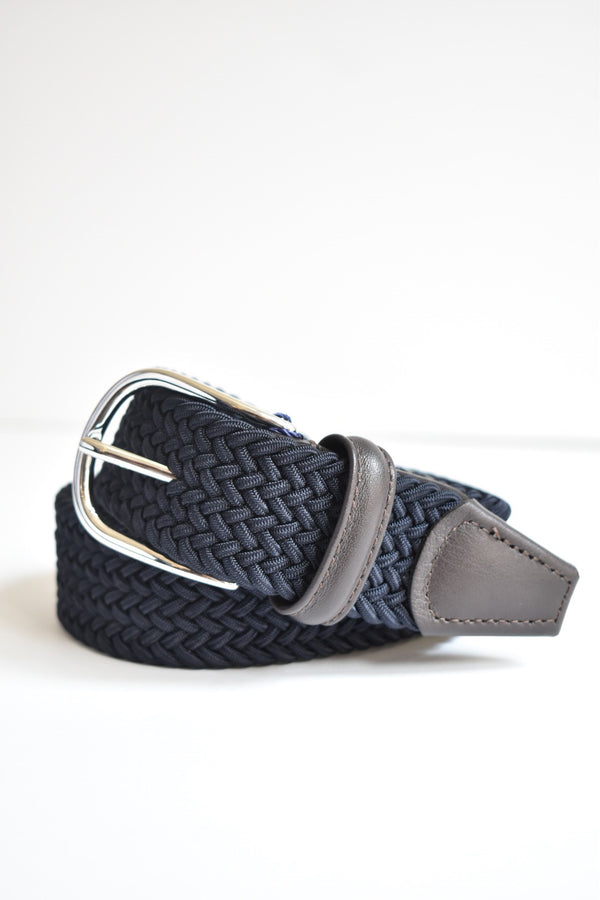 Classic Woven Belt With Leather Detail
