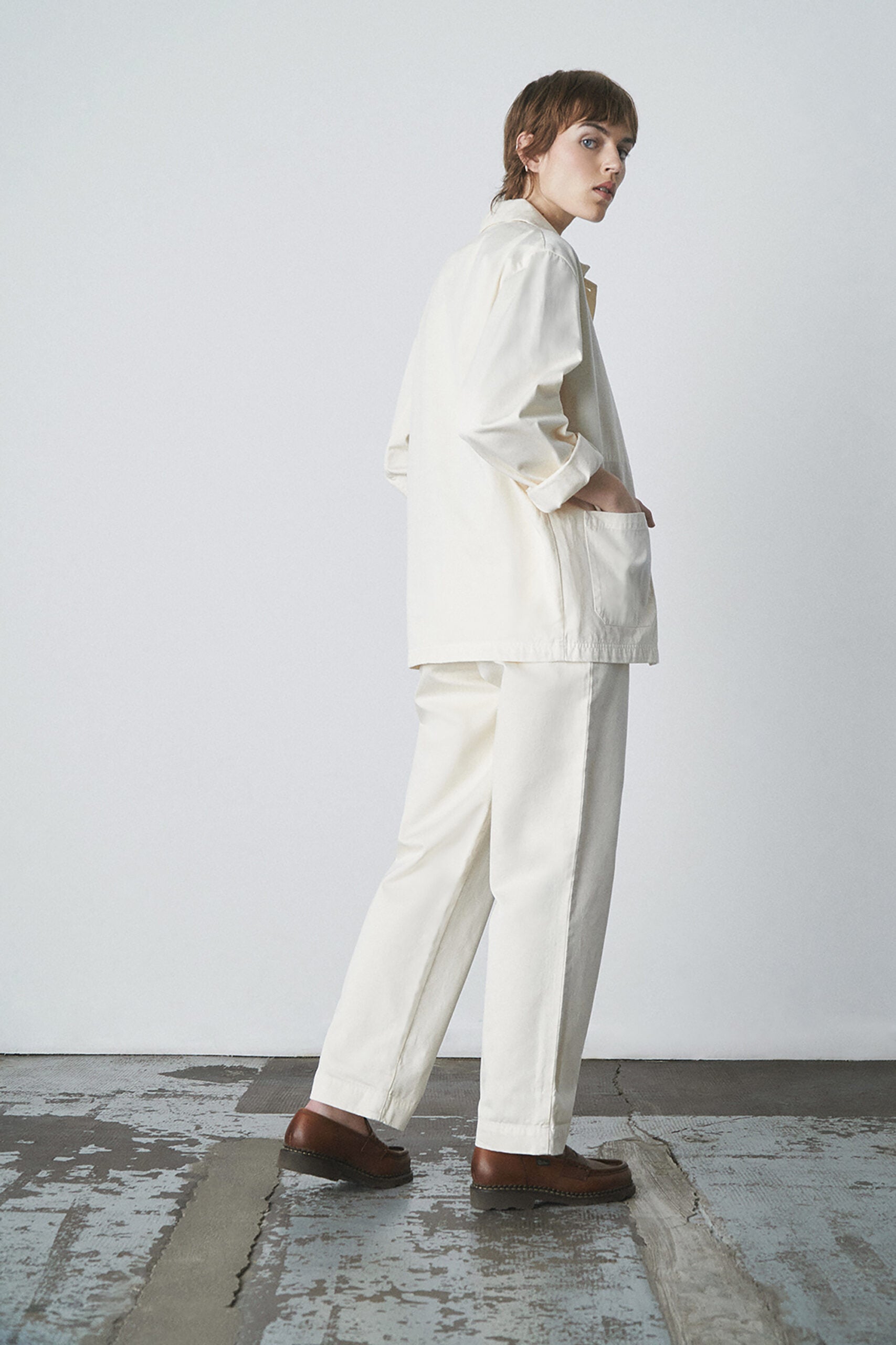Le Mont St Michel Gabardine Work Jacket - Ivory