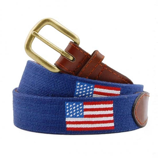 Smathers & Branson American Flag (Navy) Needlepoint Belt