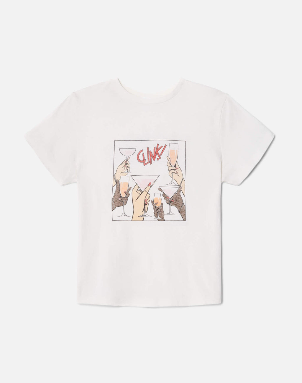 Re/Done Classic "Cheers" Tee in Vintage White