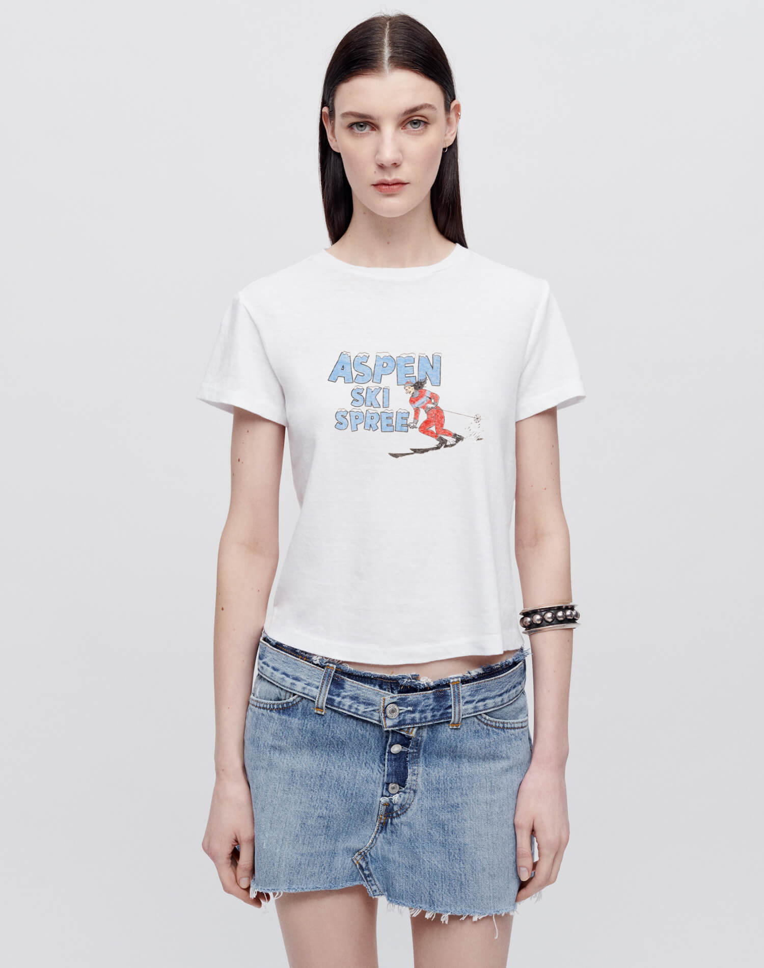 Re/Done Classic "Ski Spree" Tee in Vintage White