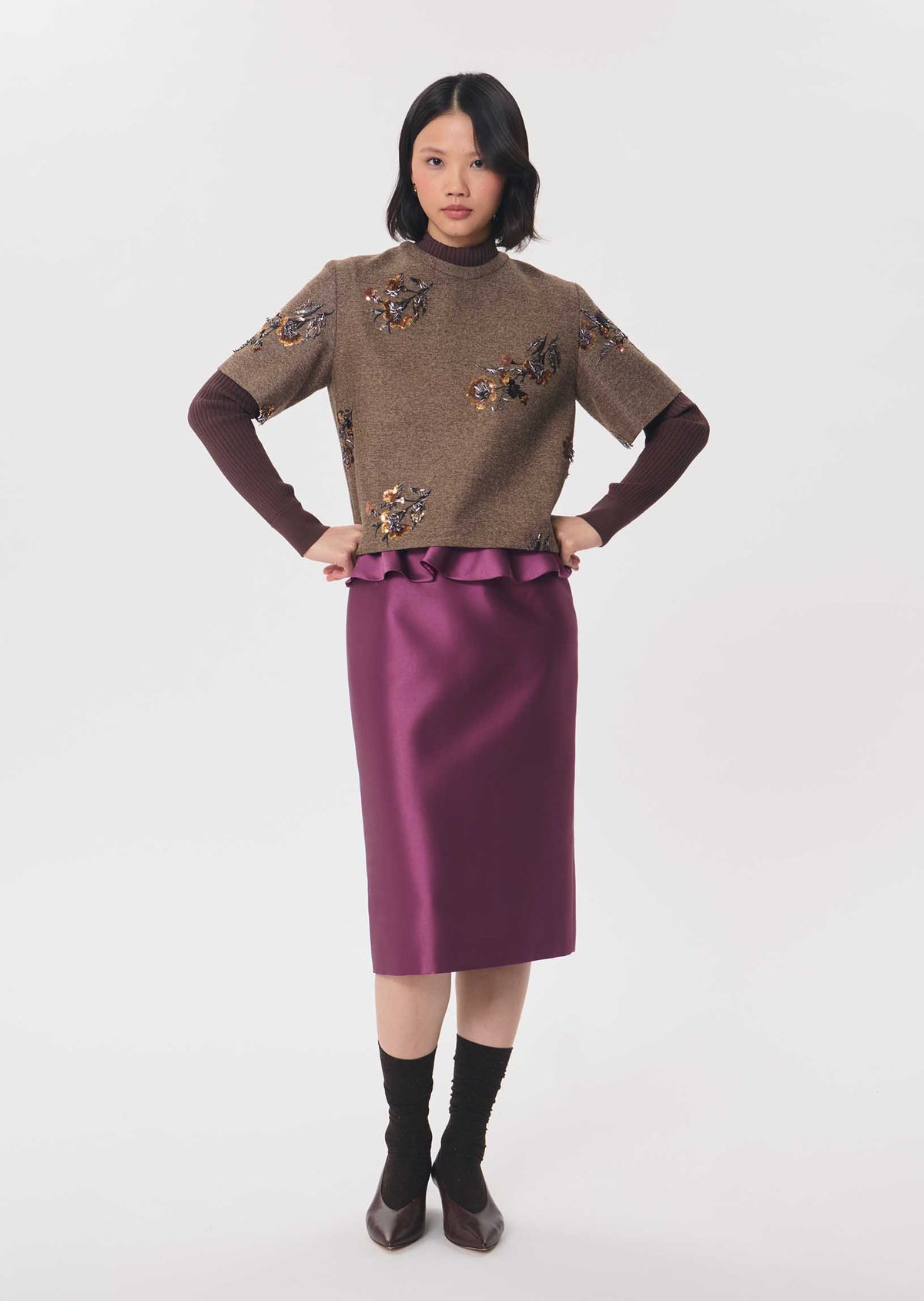 Tara Jarmon Thelma Top  - Brown