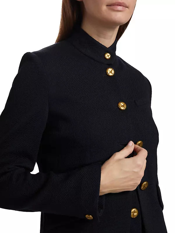 Rag & Bone Slade Cropped Textured Blazer - Navy