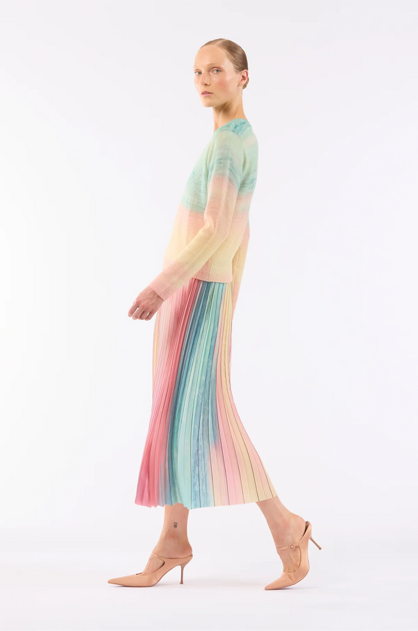 Le Superbe Scattered Clouds Pleated Skirt - Sparkling Surf