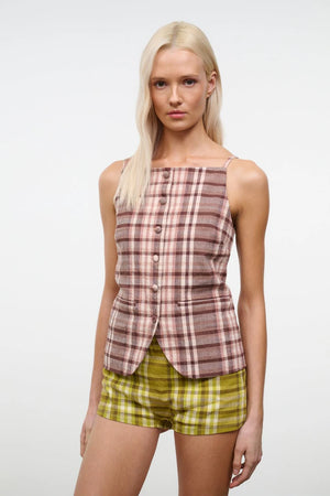 Staud Una Top. - Tuscany Plaid