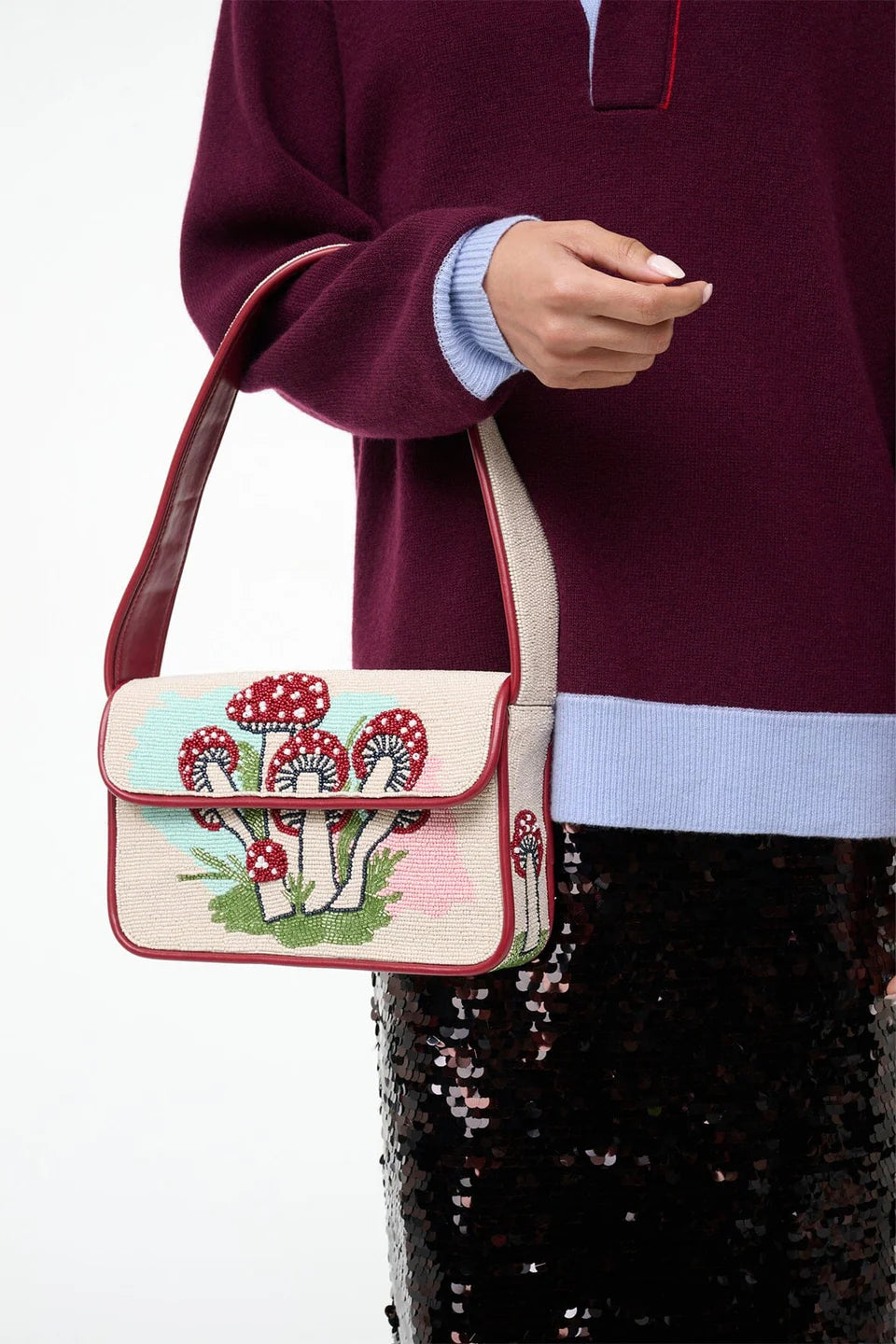 Staud Tommy Beaded Bag Mushroom Tea