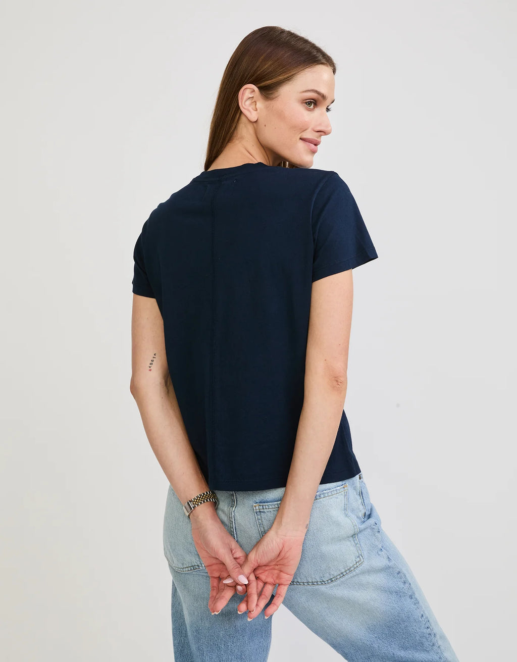 Maison Wheat Charlotte Crew Neck Tee - Navy