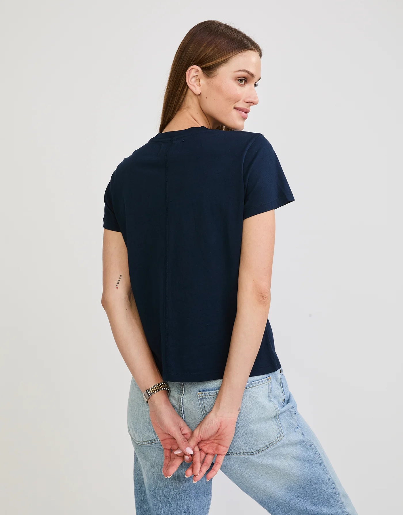 Maison Wheat Charlotte Crew Neck Tee - Navy