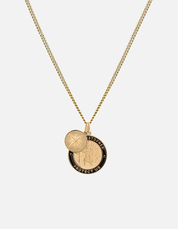 Miansai Saint Christopher Surf Necklace Gold Vermeil/Black