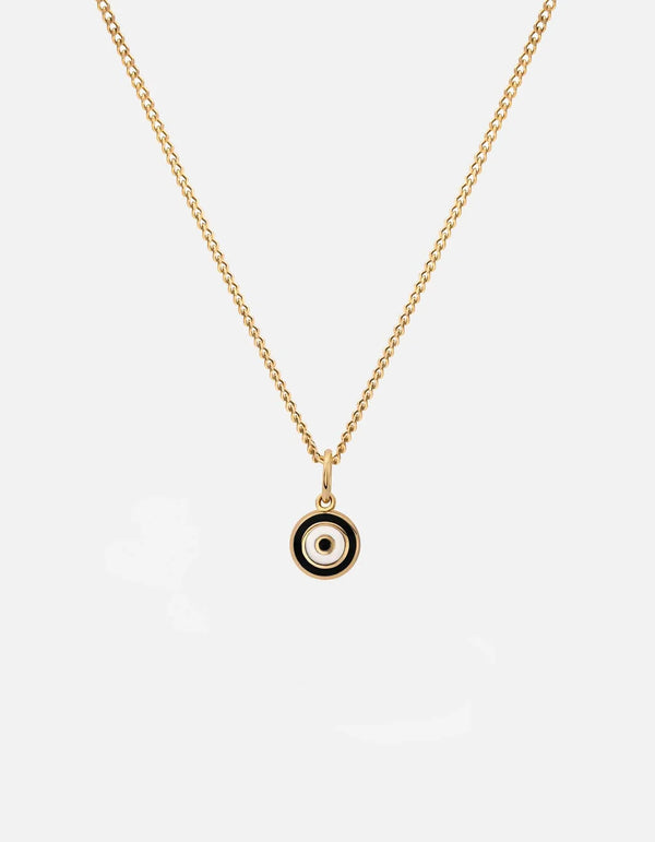 Miansai Ojos Pendant Necklace Gold Vermeil/w Enamel Polished Black 18in