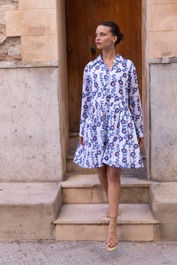 Oliphant Mini Shirt Dress in Toscana Blue