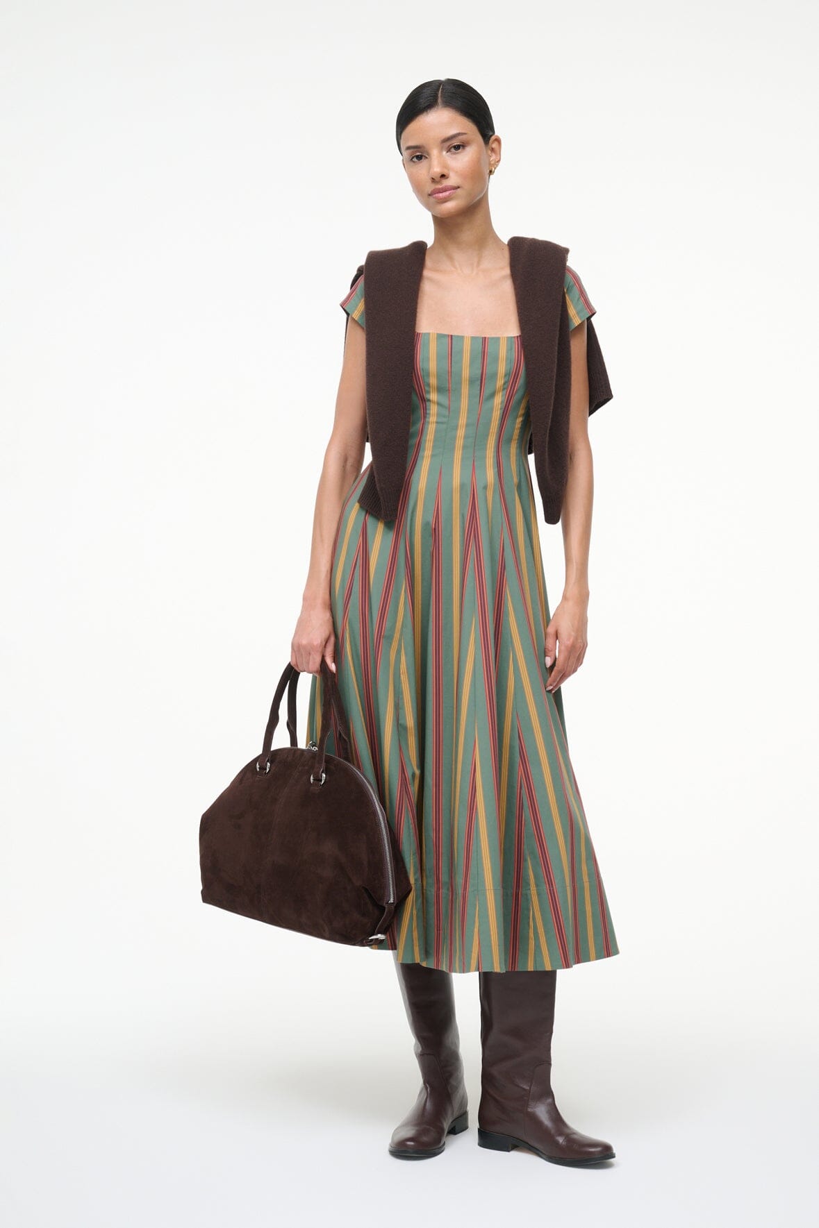 Staud Short Sleeve Wells Dress - Trailblazer Stripe