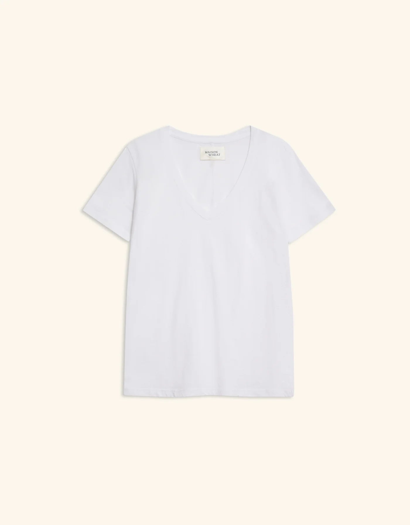 Maison Wheat Charleston V Neck Tee - White
