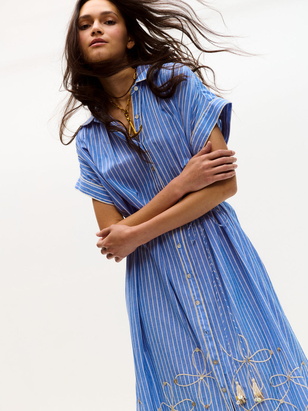Carolina K Valerie Kaftan - Blue Stripes