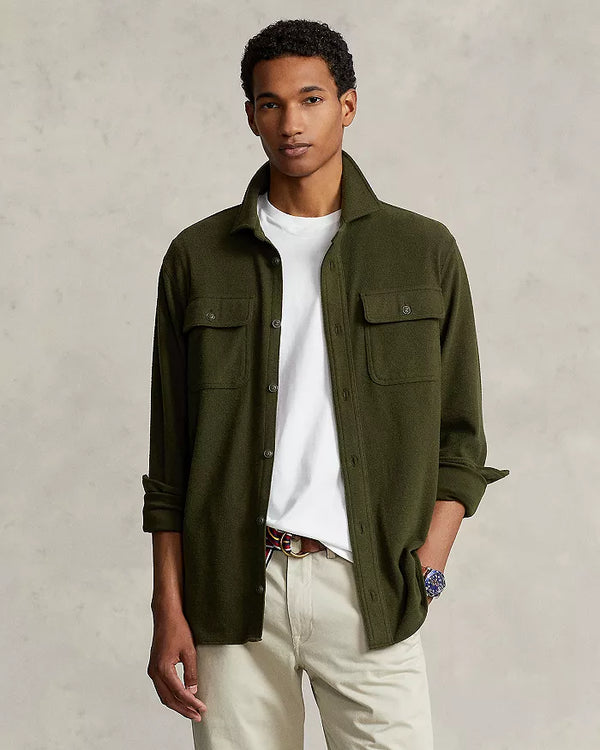 Polo Ralph Lauren Classic Fit Knit Flannel Workshirt - Olive