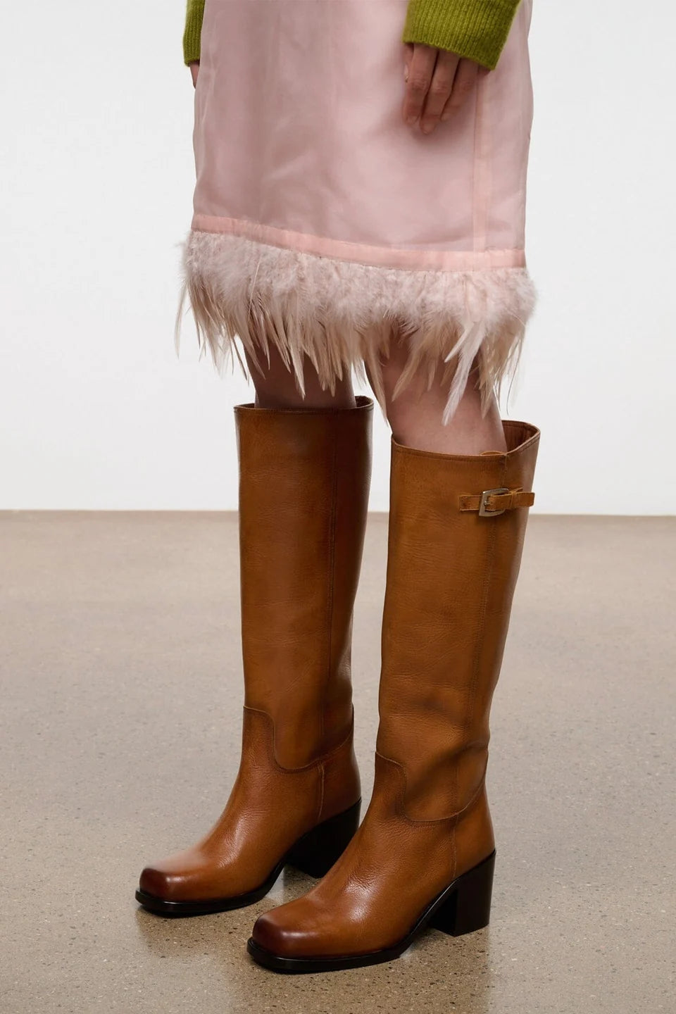 Staud Brooklyn Boot Cashew Distressed