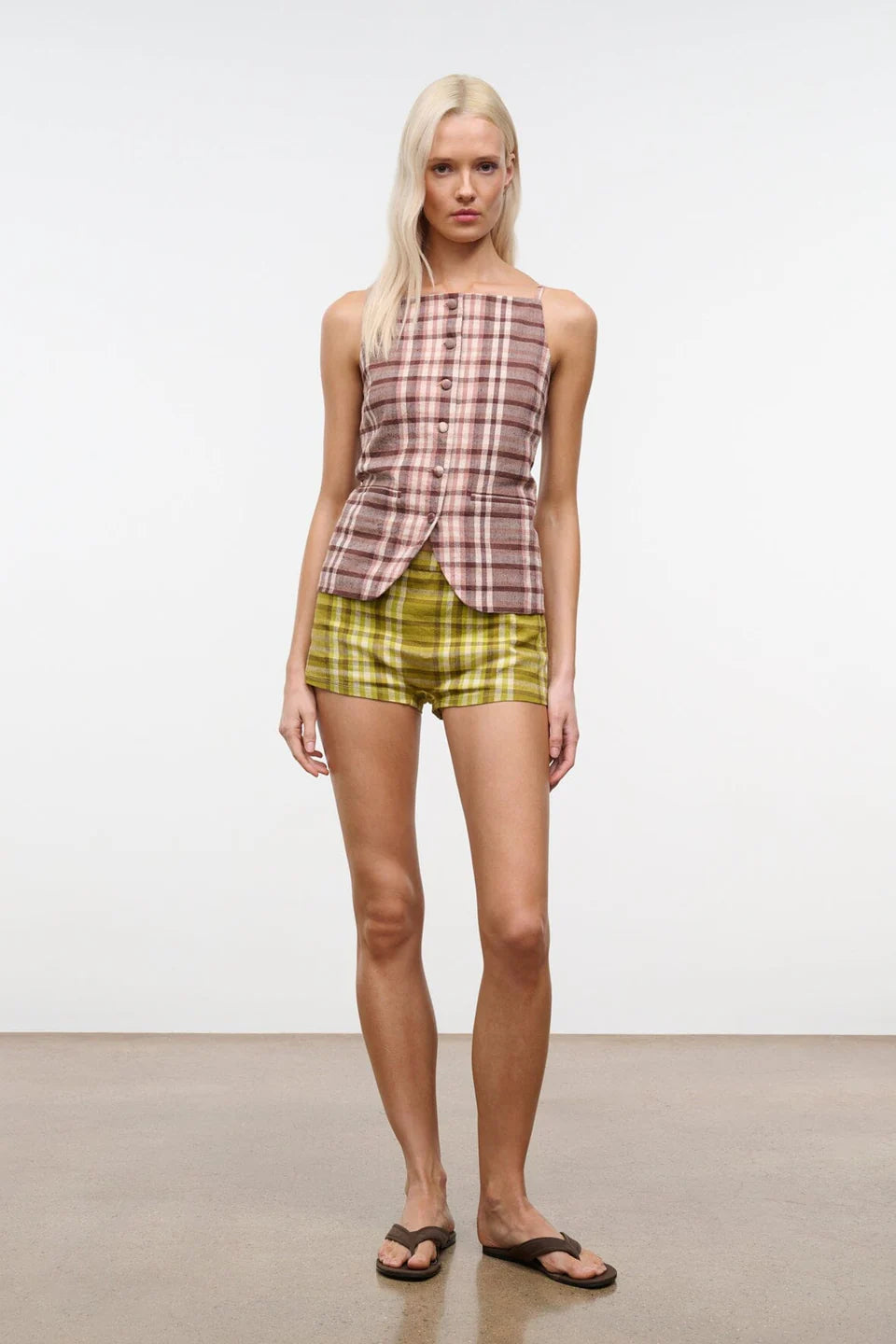 Staud Una Top. - Tuscany Plaid