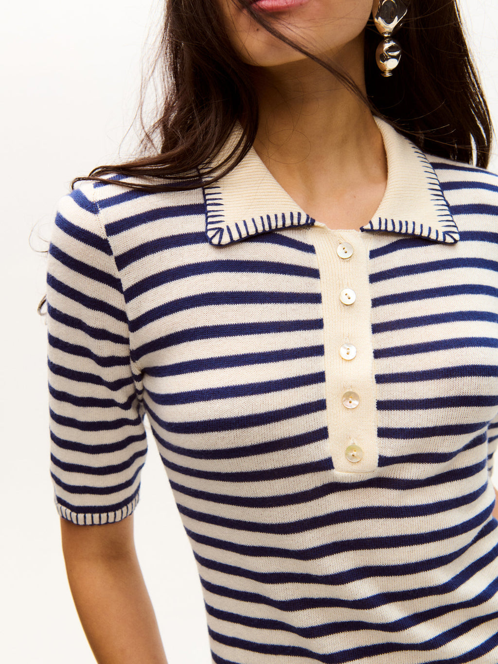 Carolina K Helena Polo Shirt - Navy Stripes