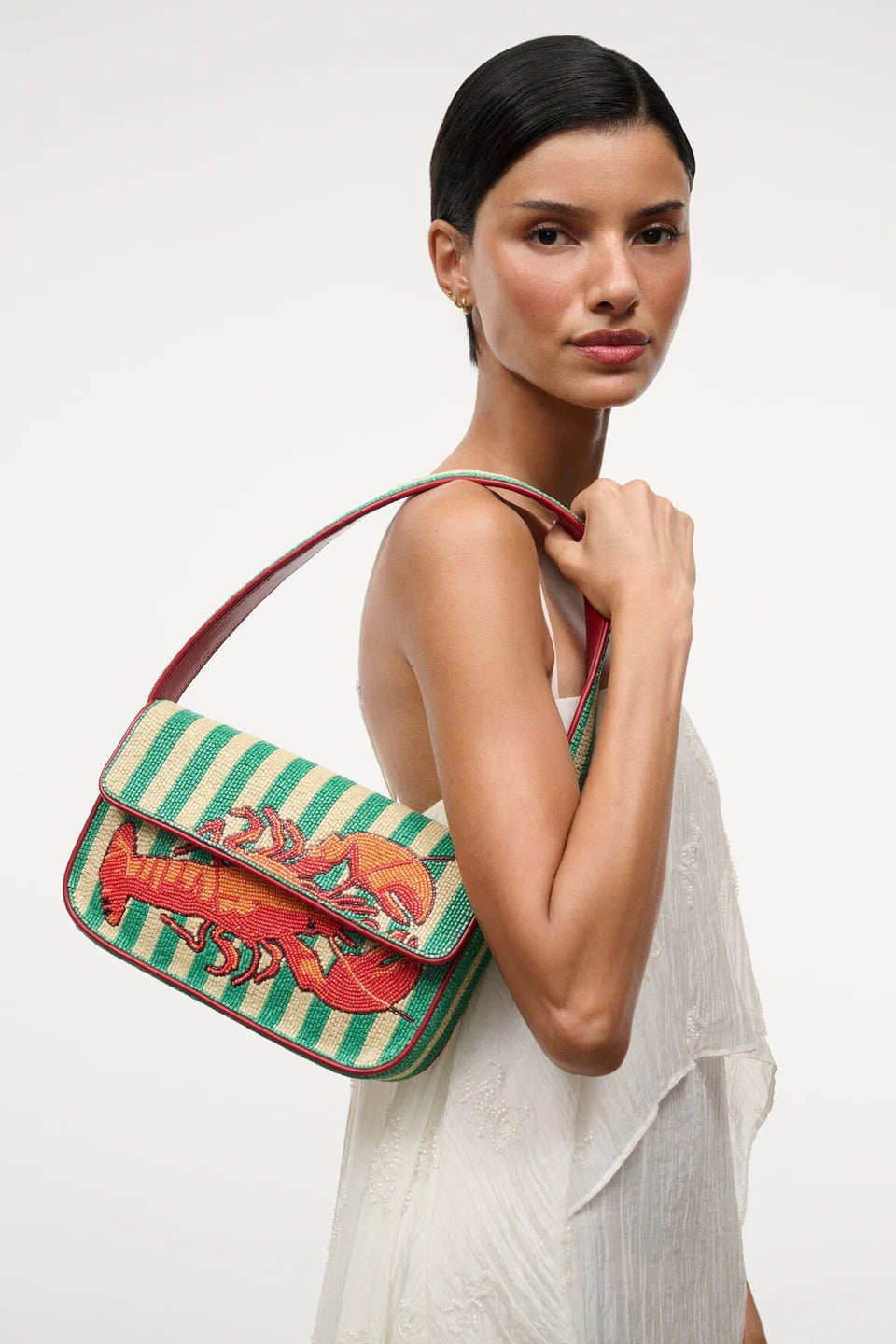 Staud Tommy Beaded Bag Summer Lobster