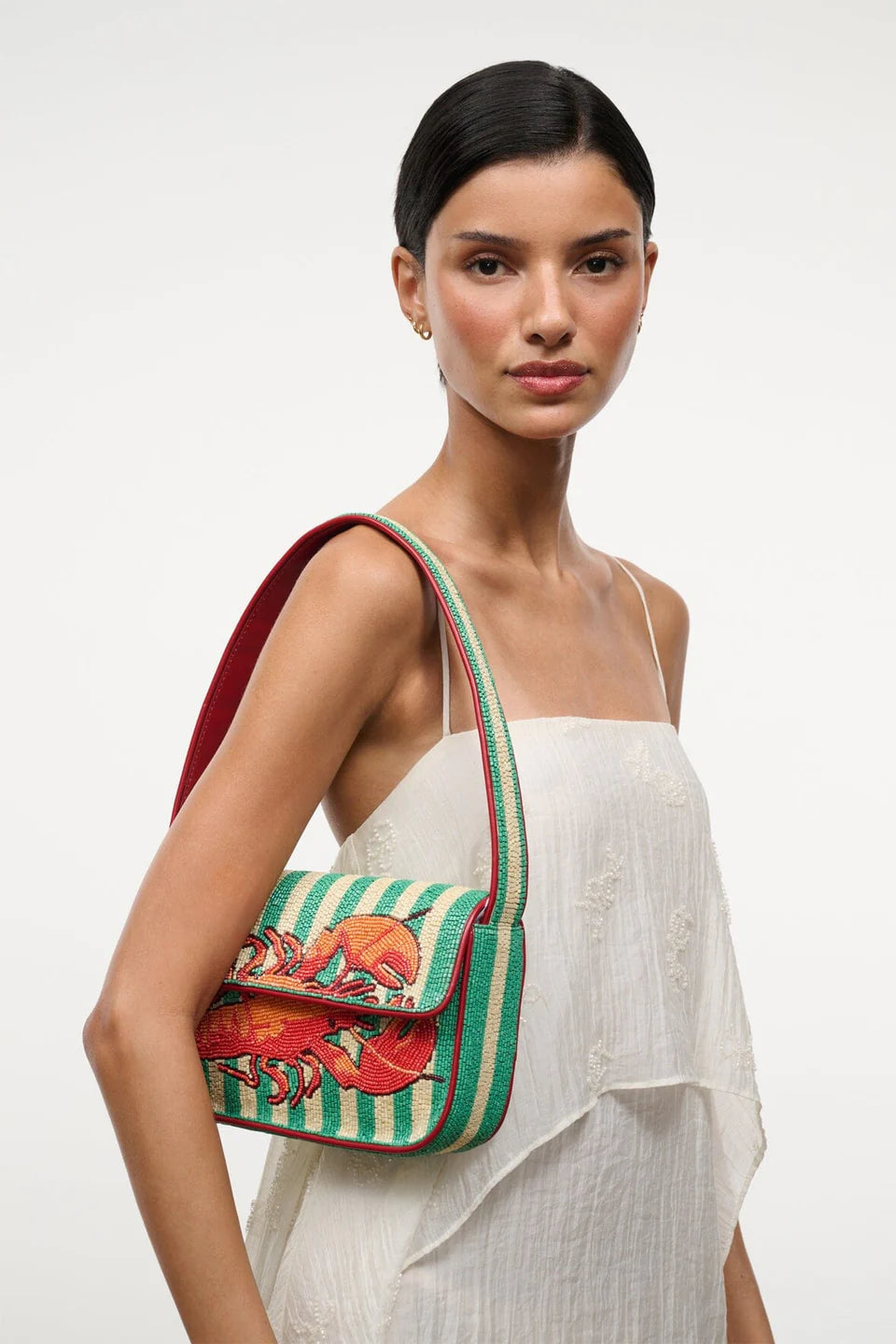 Staud Tommy Beaded Bag Summer Lobster