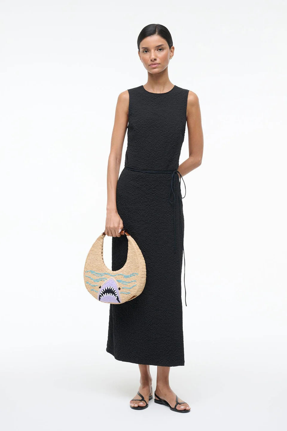 Staud Moon Raffia Bag Great White