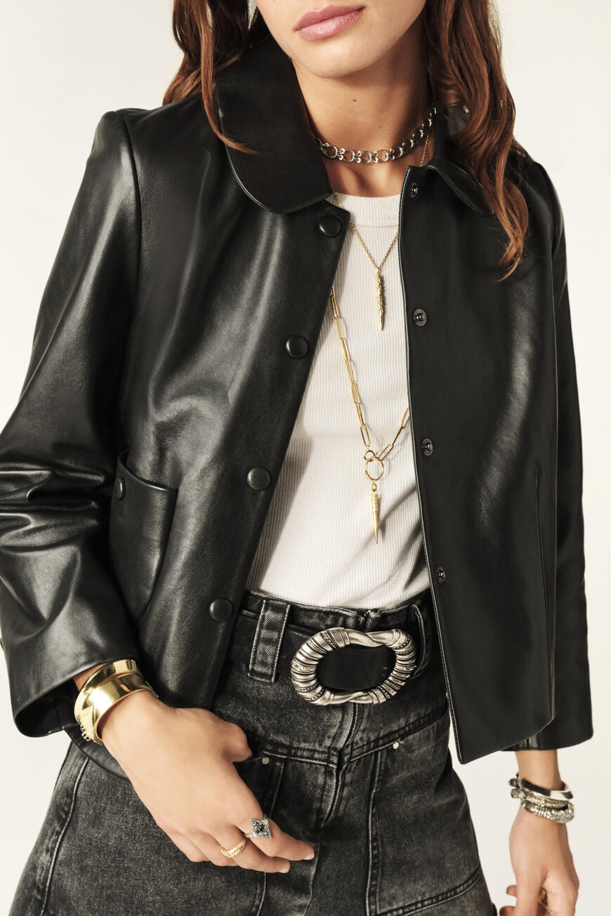 Ba&sh Mylos Leather Jacket - Noir