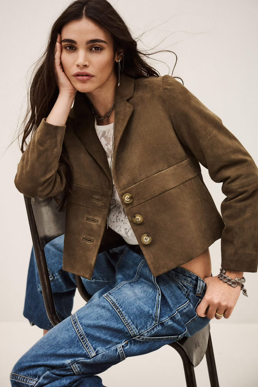 Ba&sh Morfeo Suede Leather Jacket