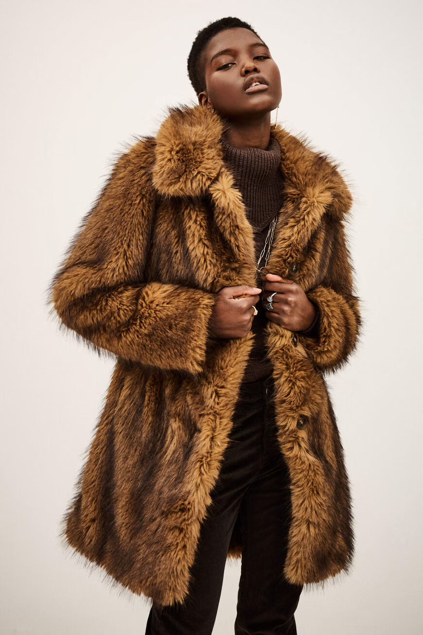 Ba&sh Lestor Faux Fur Coat - Beige