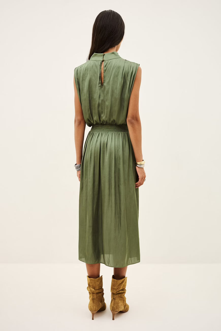 Ba&sh Celea Robe Midi Dress - Kaki
