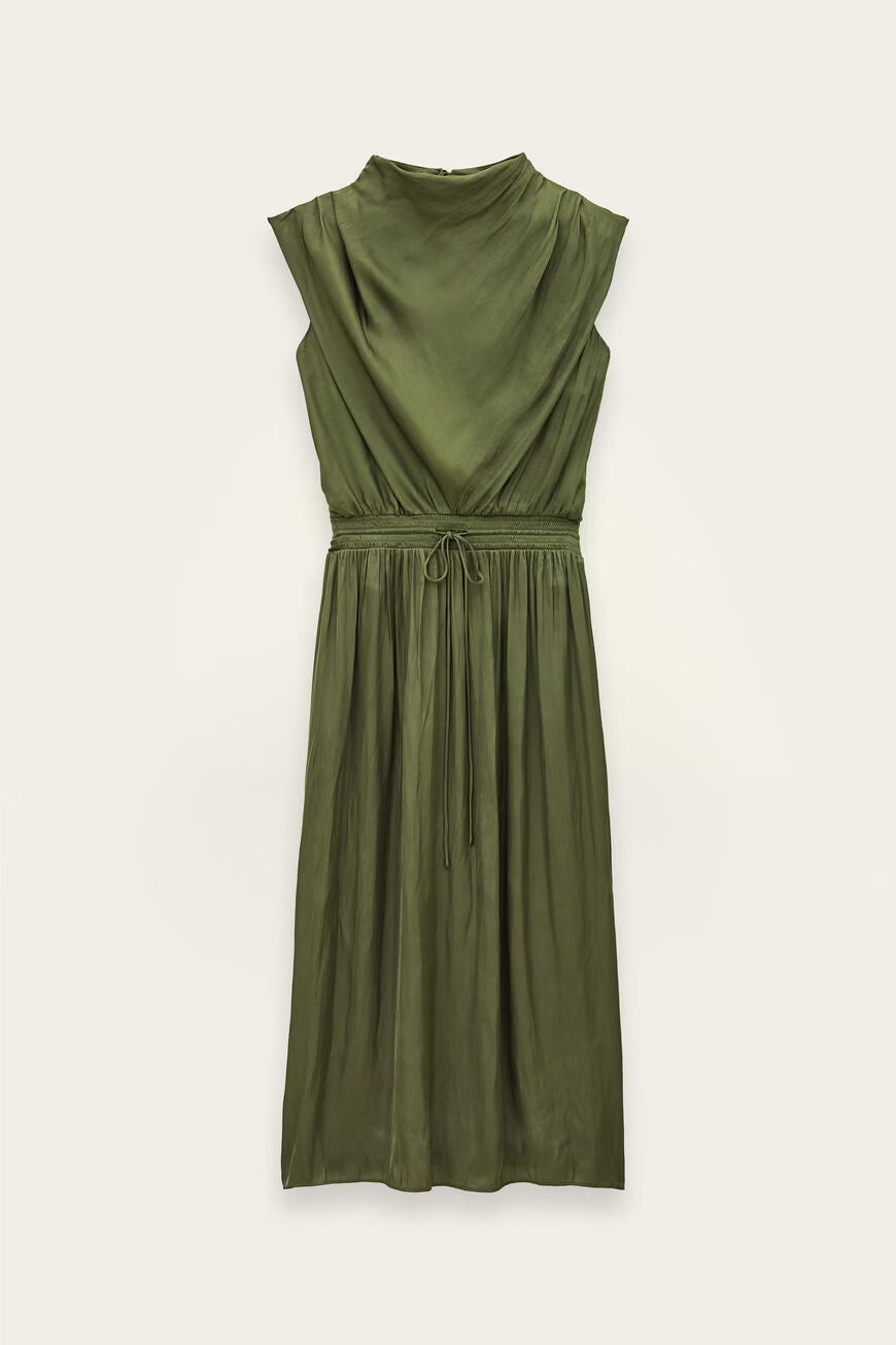 Ba&sh Celea Robe Midi Dress - Kaki