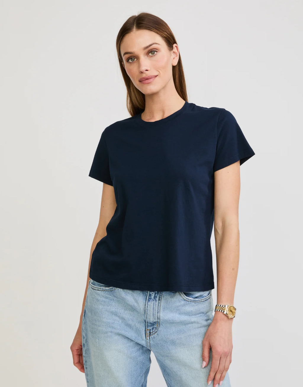 Maison Wheat Charlotte Crew Neck Tee - Navy