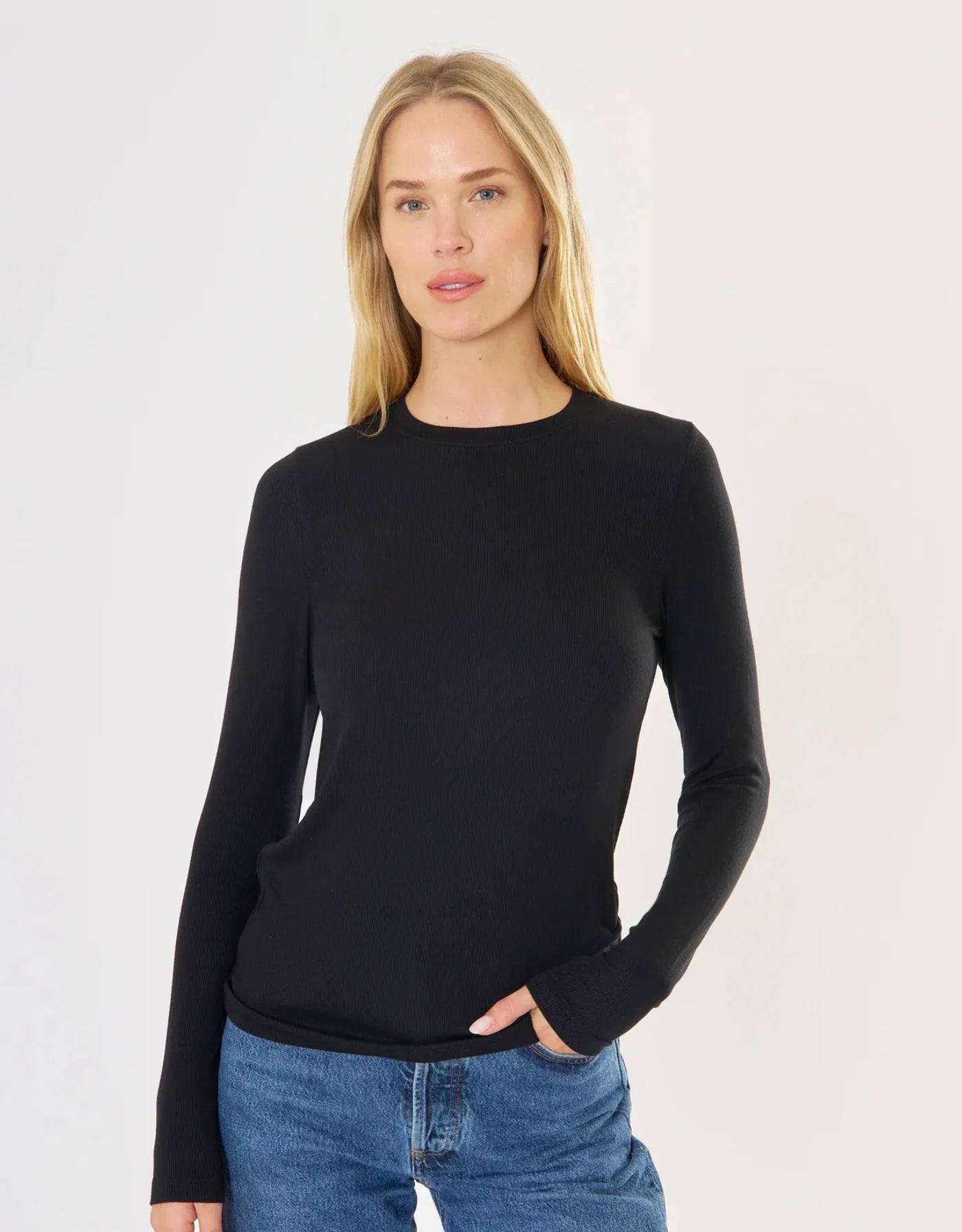 Maison Wheat Chicago Ribbed Long Sleeve  - Black