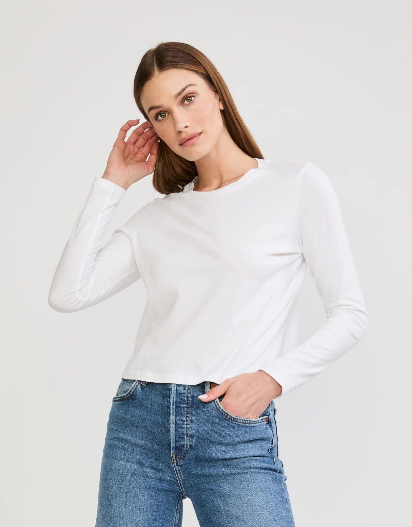 Maison Wheat Austin Long Sleeve Tee - White