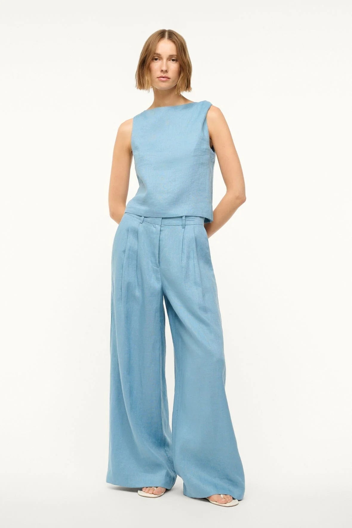 Staud Sasha Linen Pant Slate Blue