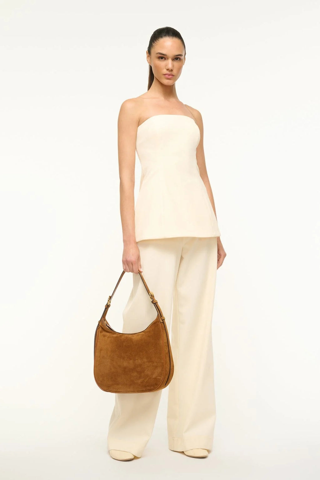Staud Pine Hobo Tan Suede