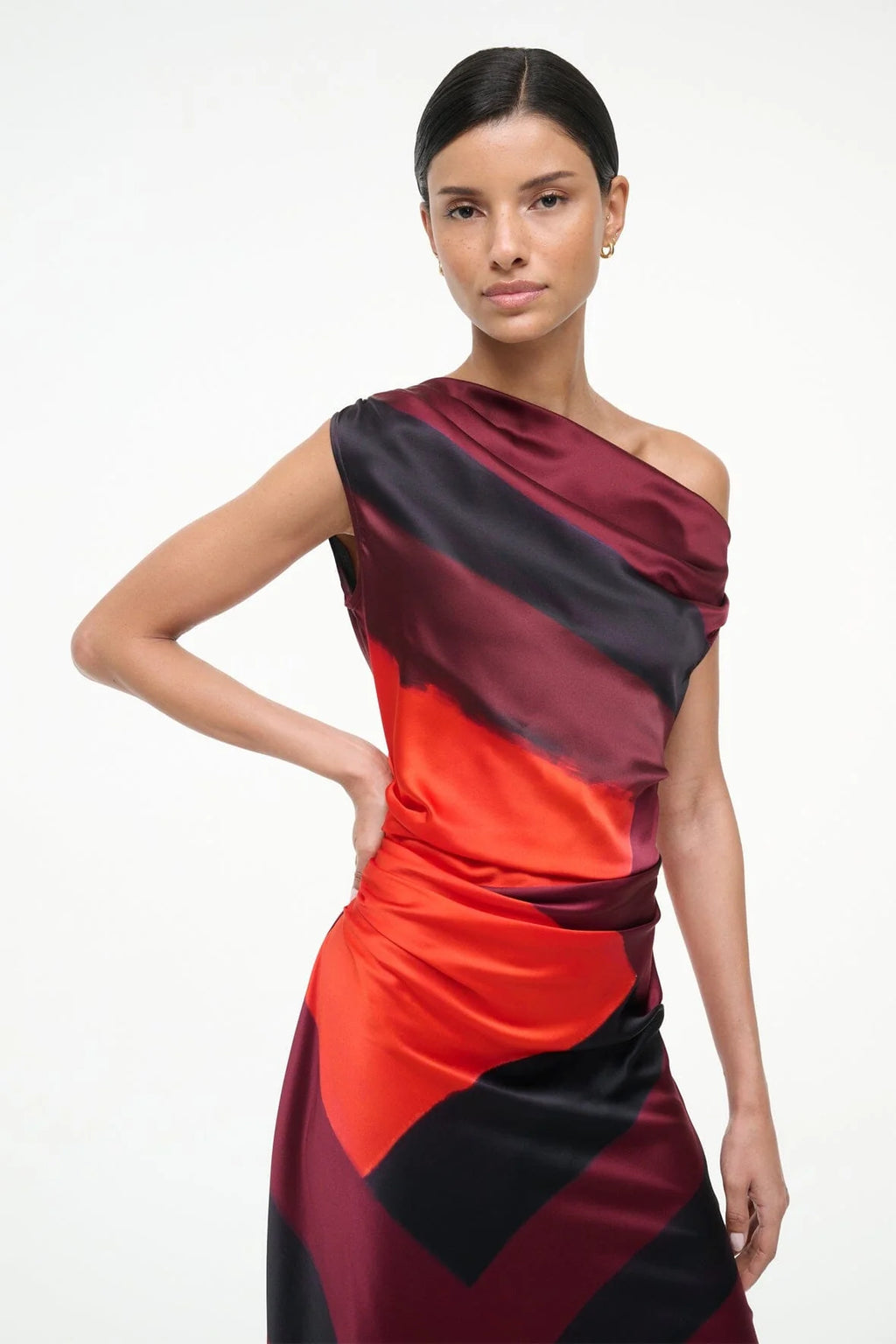 Staud Phare Silk Dress Ruby Prism