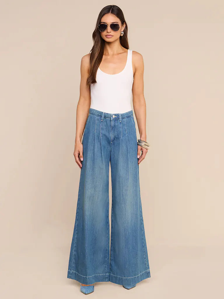 L'Agence Jayani Pleated Wide-Leg Jean - Saratoga