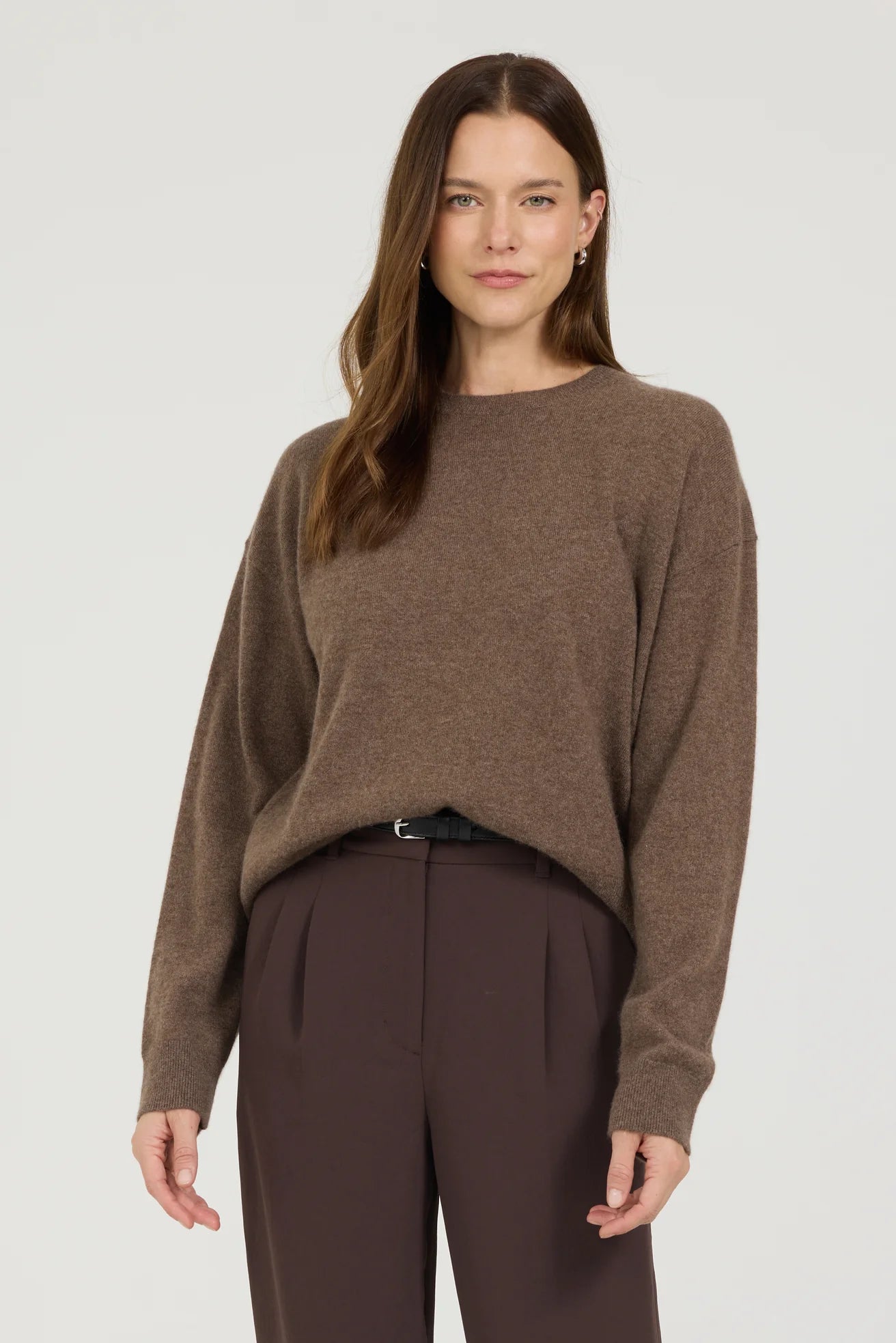 One Grey Day Bryn Cashmere Crewneck - Husk
