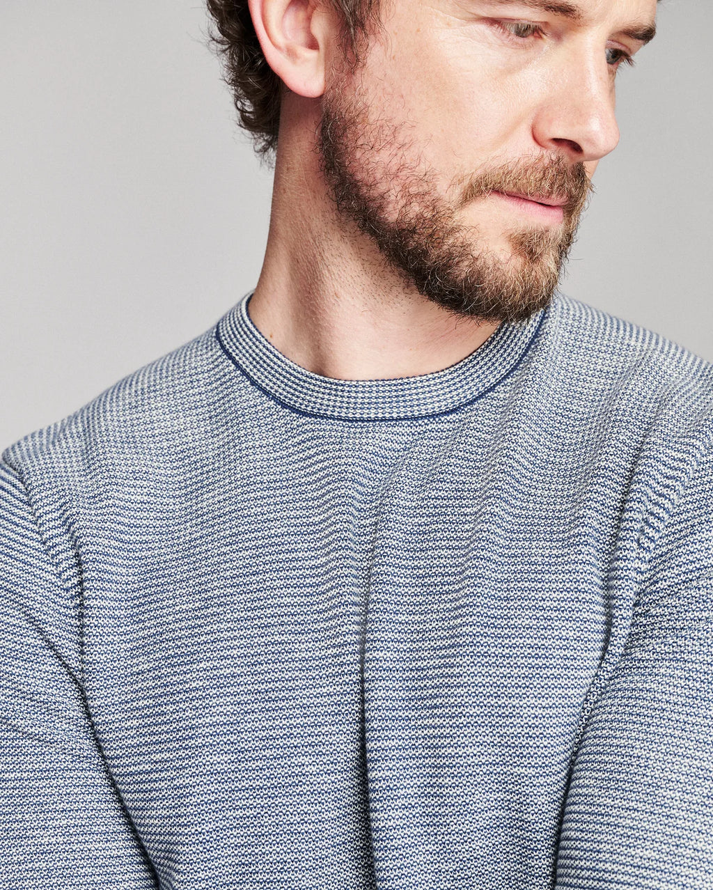 Billy Reid Tuck Stripe Crew  - Denim