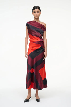 Staud Phare Silk Dress Ruby Prism
